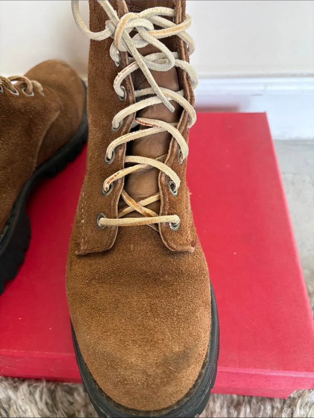 Vintage L.L. Bean Brown Suede unisex steel toe Trail Boots-size 6.5 (M) 8 (W)
